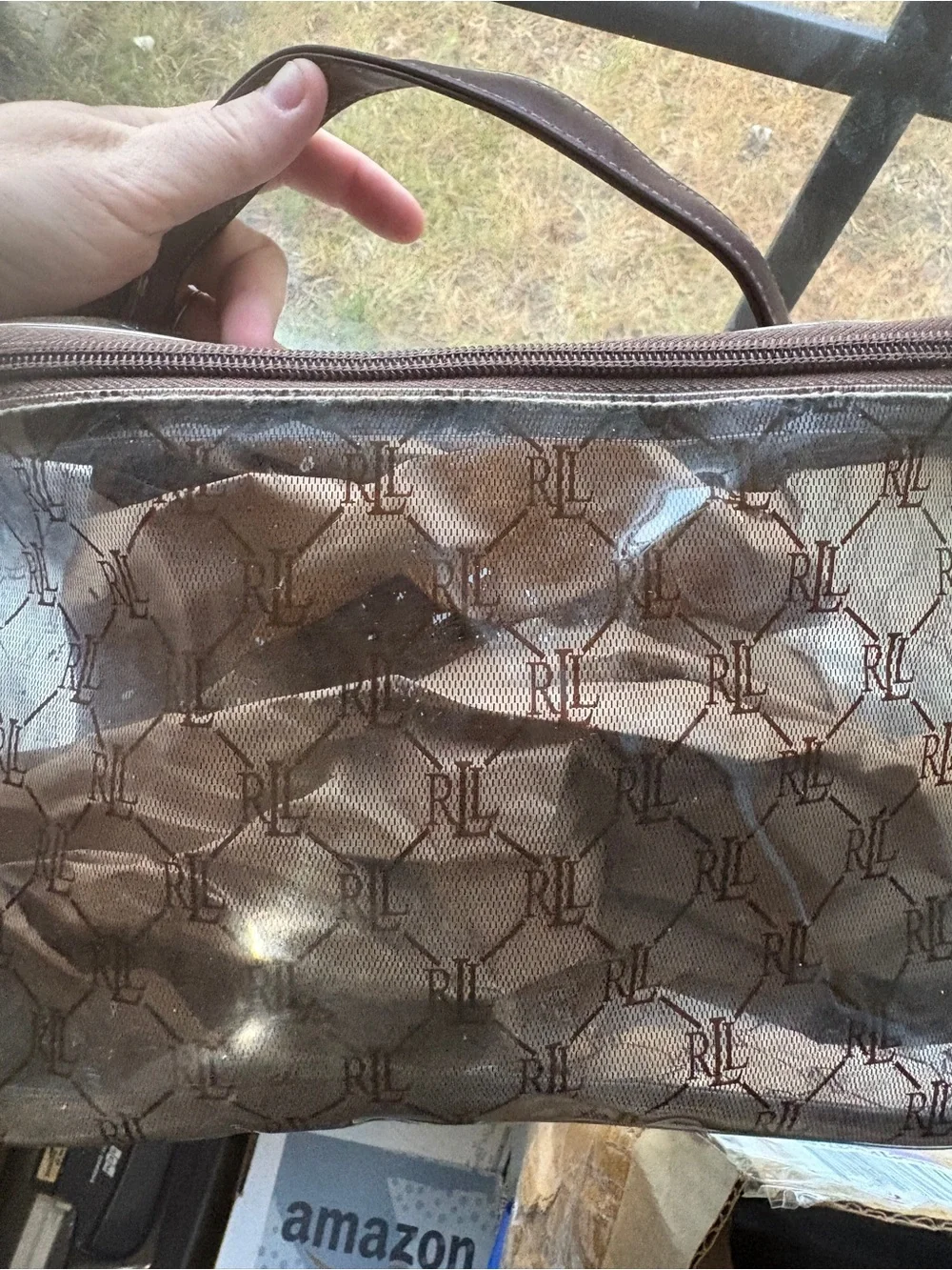 Ralph Lauren Clear w/ Brown RL Monogram Toiletry Bag